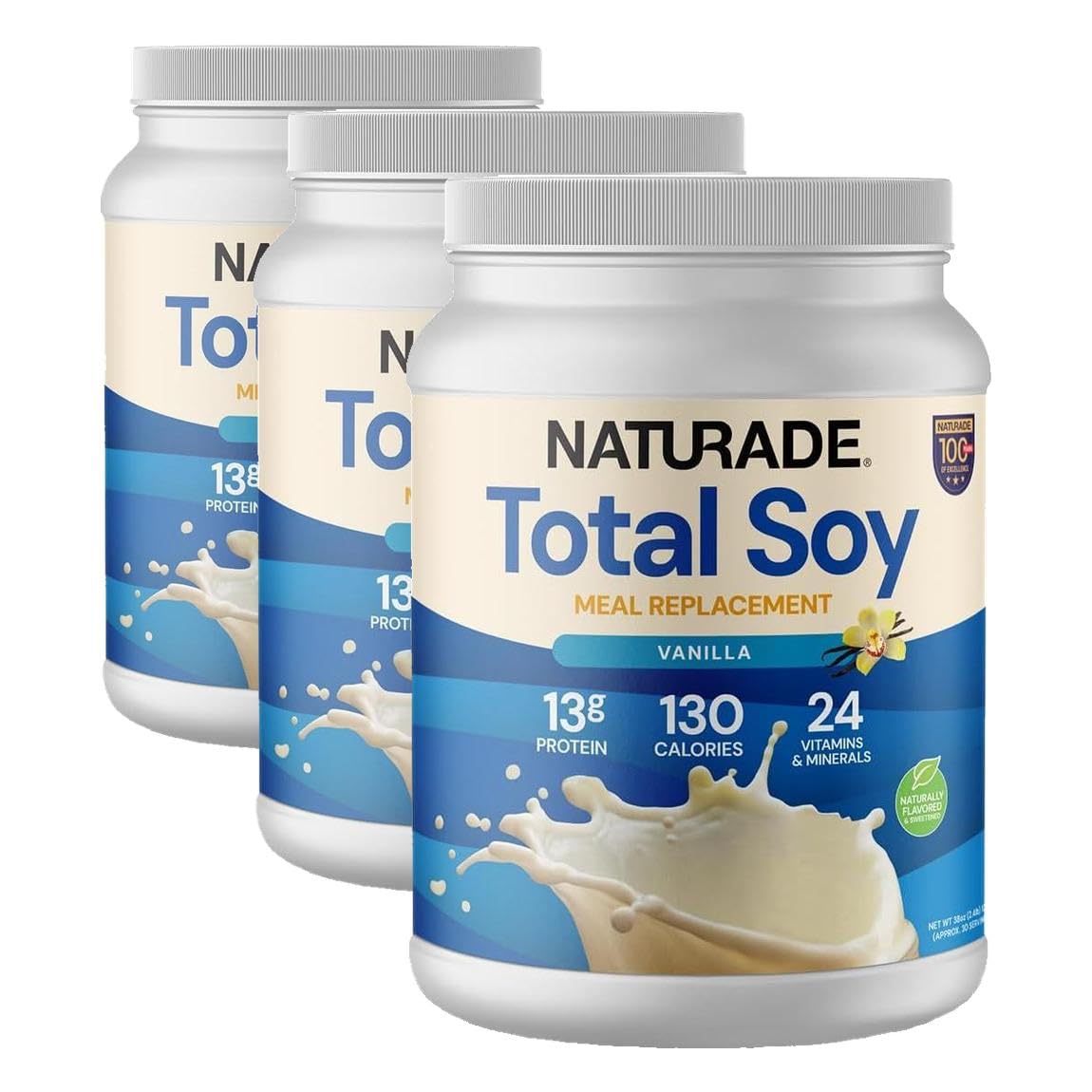Naturade Total Soy Protein Powder | 13g Protein & 130 Calories per Servings | Meal Replacement Shake Mix | Non-GMO Soy | Lactose & Gluten Free | French Vanilla (15 Servings)