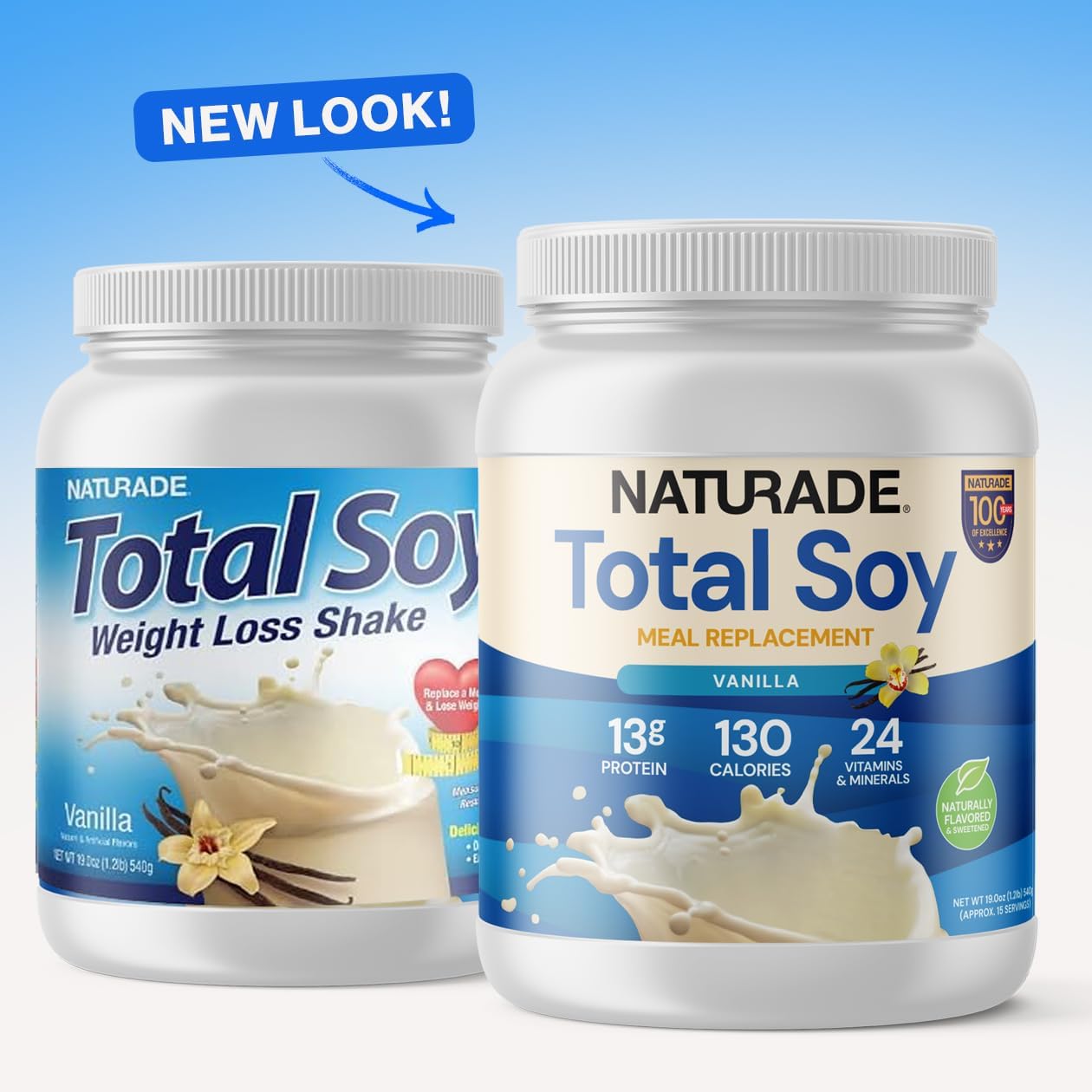Naturade Total Soy Protein Powder | 13g Protein & 130 Calories per Servings | Meal Replacement Shake Mix | Non-GMO Soy | Lactose & Gluten Free | French Vanilla (15 Servings)