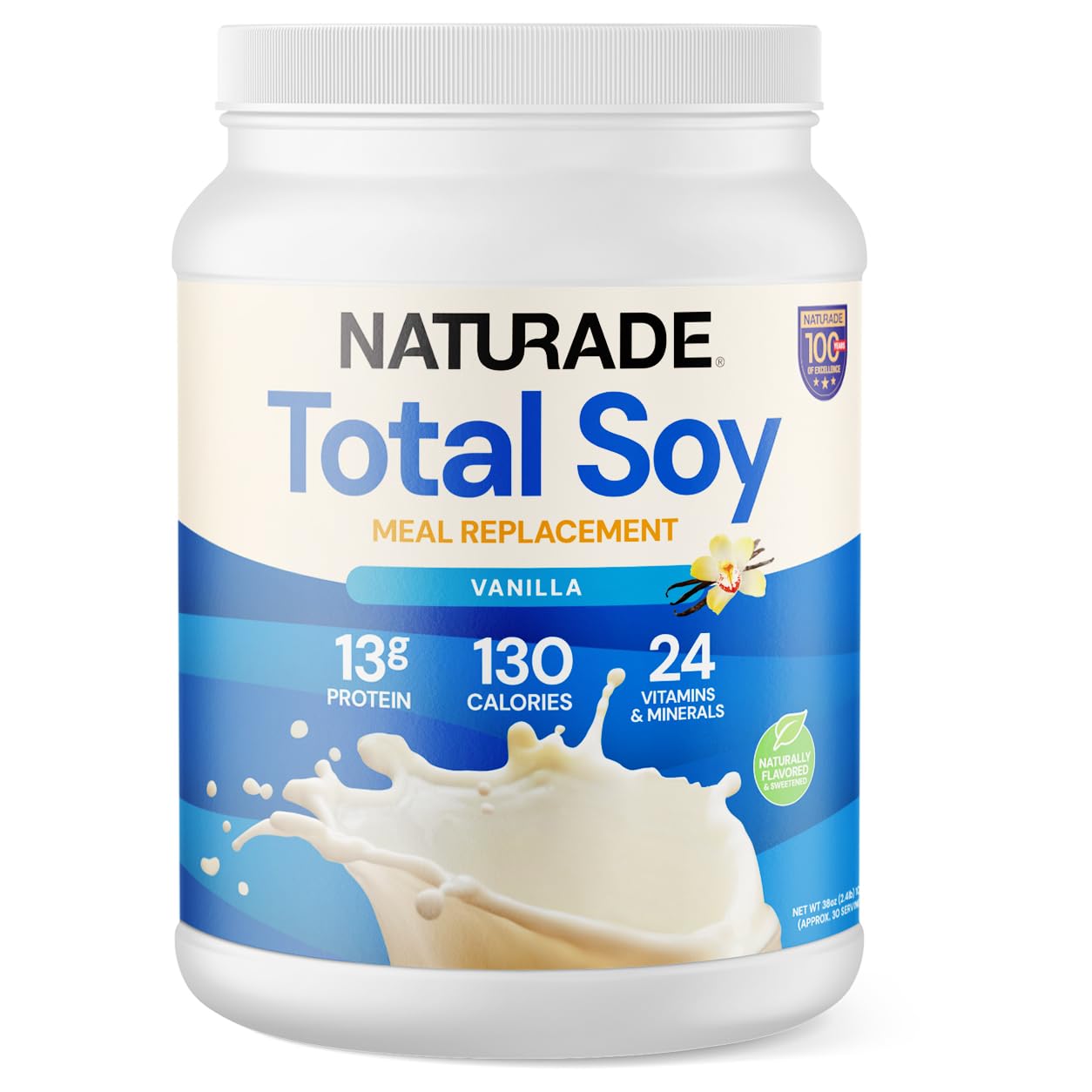 Naturade Total Soy Protein Powder | 13g Protein & 130 Calories per Servings | Meal Replacement Shake Mix | Non-GMO Soy | Lactose & Gluten Free | French Vanilla (15 Servings)