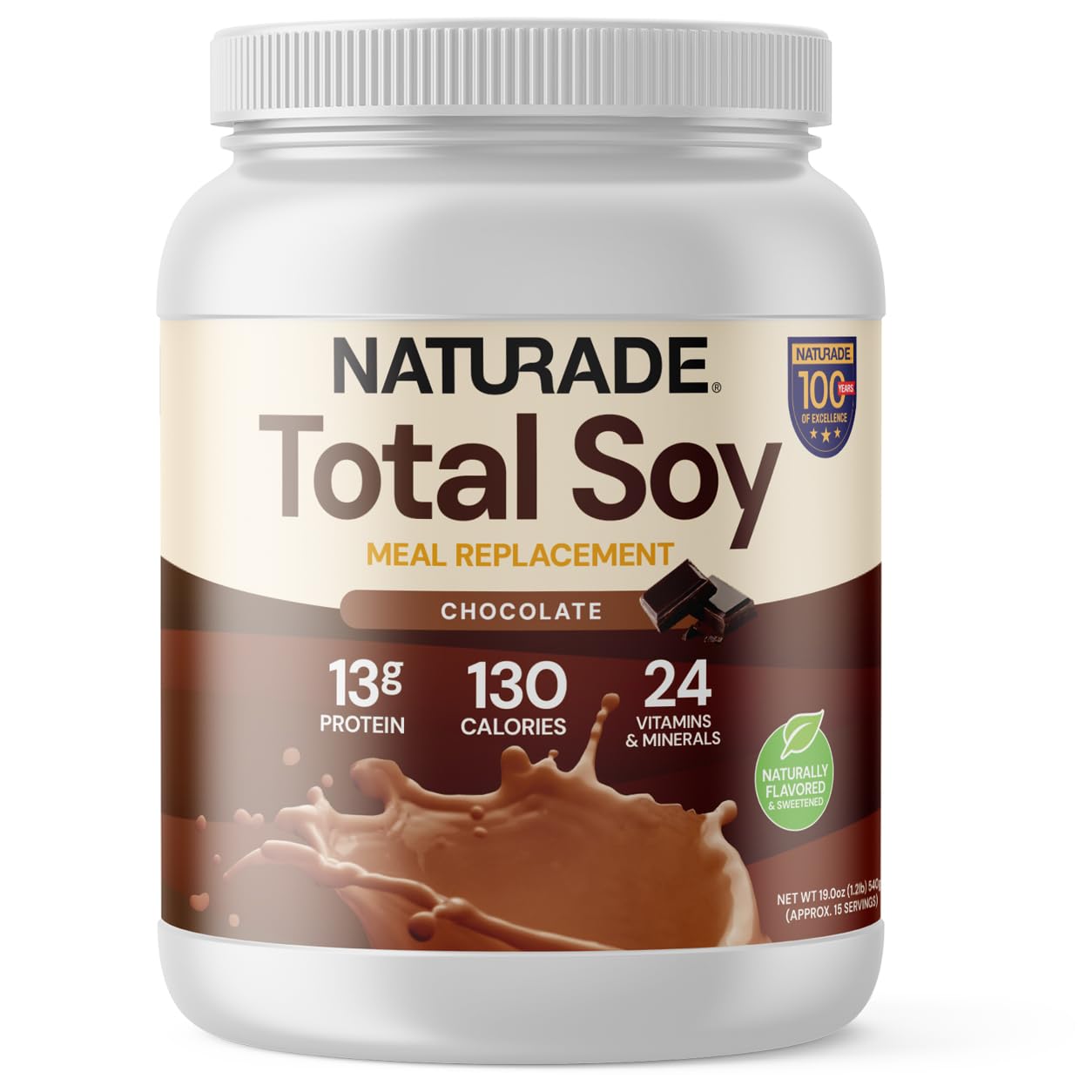 Naturade Total Soy Protein Powder | 13g Protein & 130 Calories per Servings | Meal Replacement Shake Mix | Non-GMO Soy | Lactose & Gluten Free | French Vanilla (15 Servings)