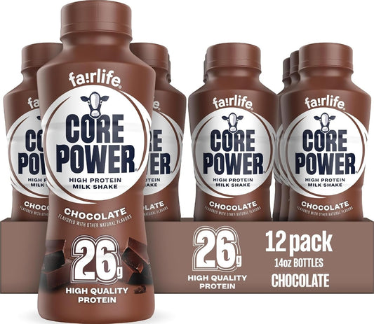 Core Power Fairlife 26g Protein Milk Shakes, Liquid Ready To Drink for Workout Recovery, Chocolate, 14 Fl Oz Bottle (Pack of 12)