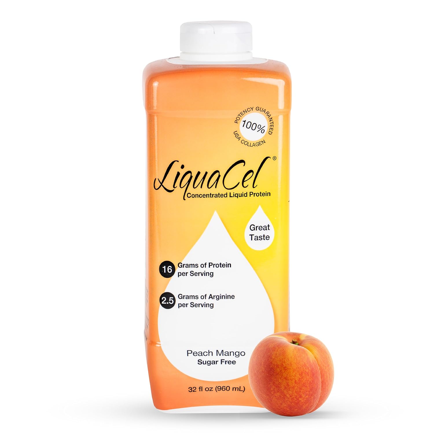 LiquaCel Liquid Protein, Peach Mango, 32 oz Bottle