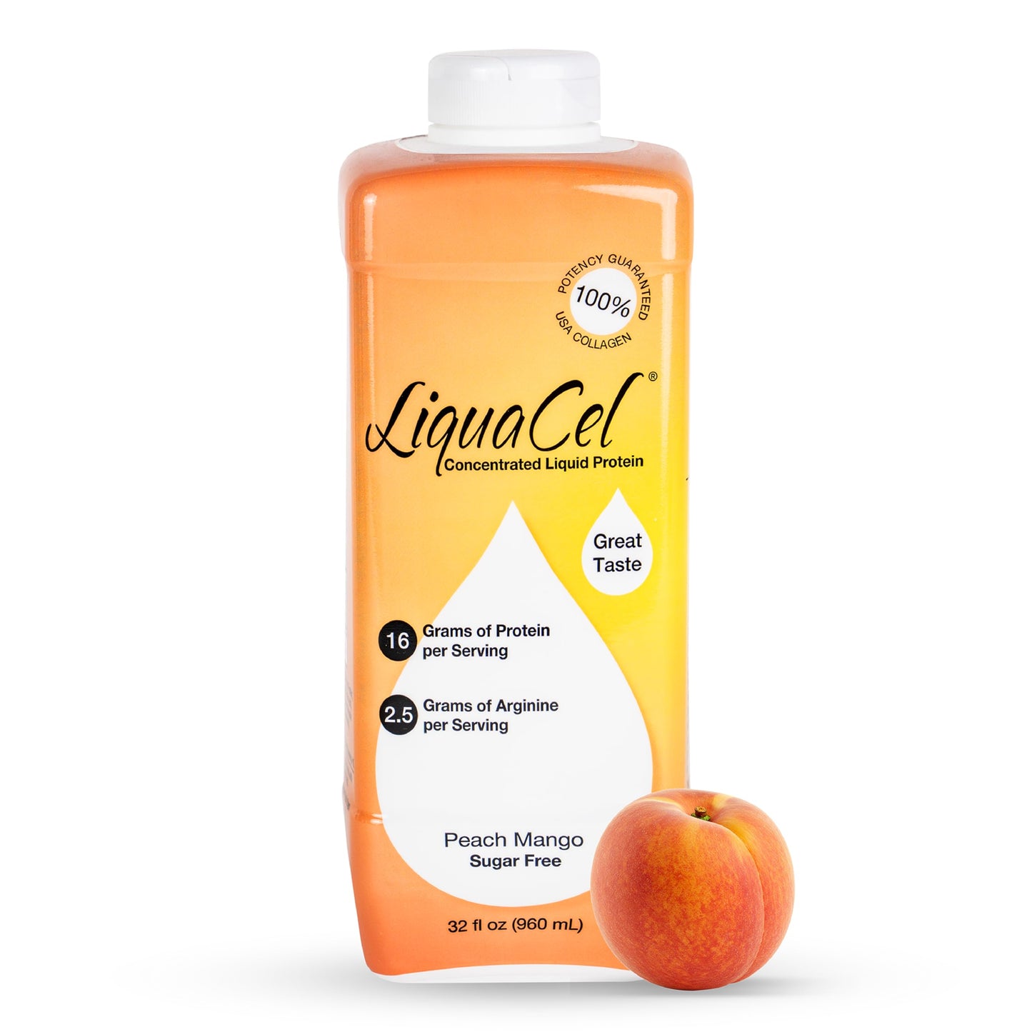 LiquaCel Liquid Protein, Peach Mango, 32 oz Bottle