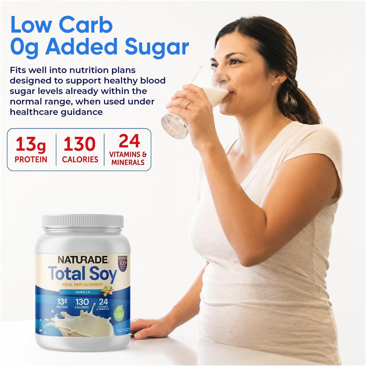 Naturade Total Soy Protein Powder | 13g Protein & 130 Calories per Servings | Meal Replacement Shake Mix | Non-GMO Soy | Lactose & Gluten Free | French Vanilla (15 Servings)