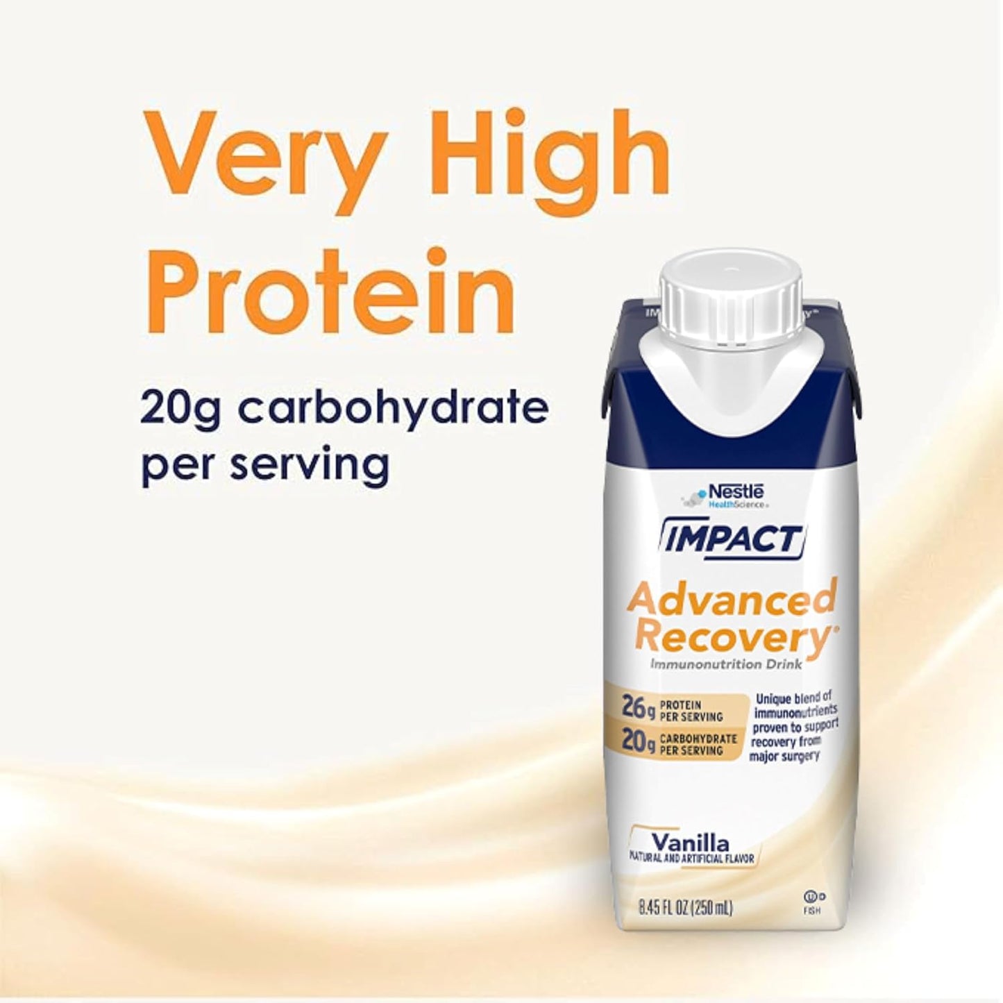 IMPACT Advanced Recovery Drink, Pre & Post Surgery Nutritional Drink, Surgery Recovery and Immune Support (280 Calories, 26g Protein), Vanilla, 8.45 Fl Oz, Pack of 10
