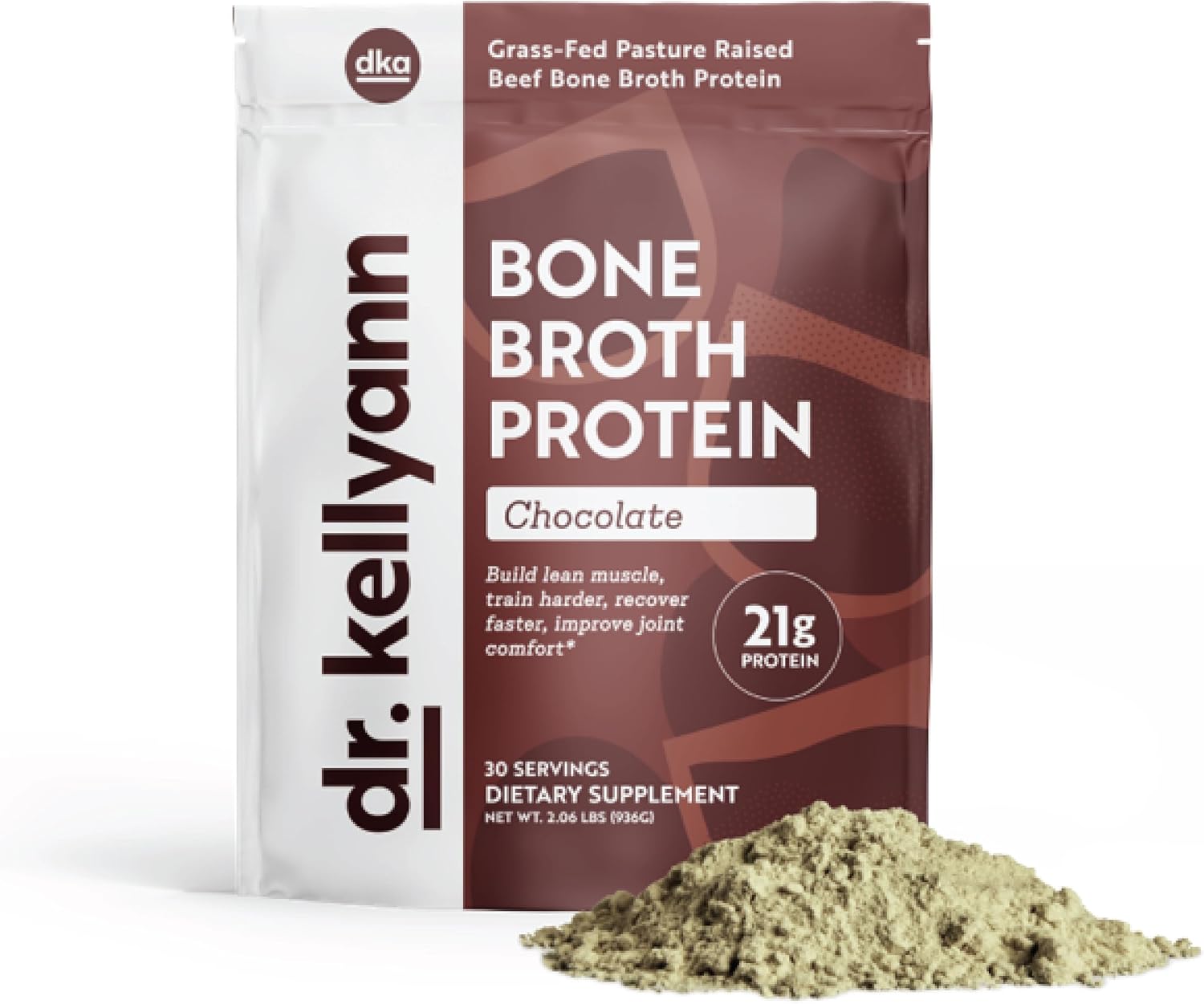Dr. Kellyann Keto Bone Broth Protein Powder Chocolate - Protein 21g, Grass Fed Hydrolyzed Collagen - Gluten and Dairy Free, Paleo, Keto Protein Shakes (30 Servings)