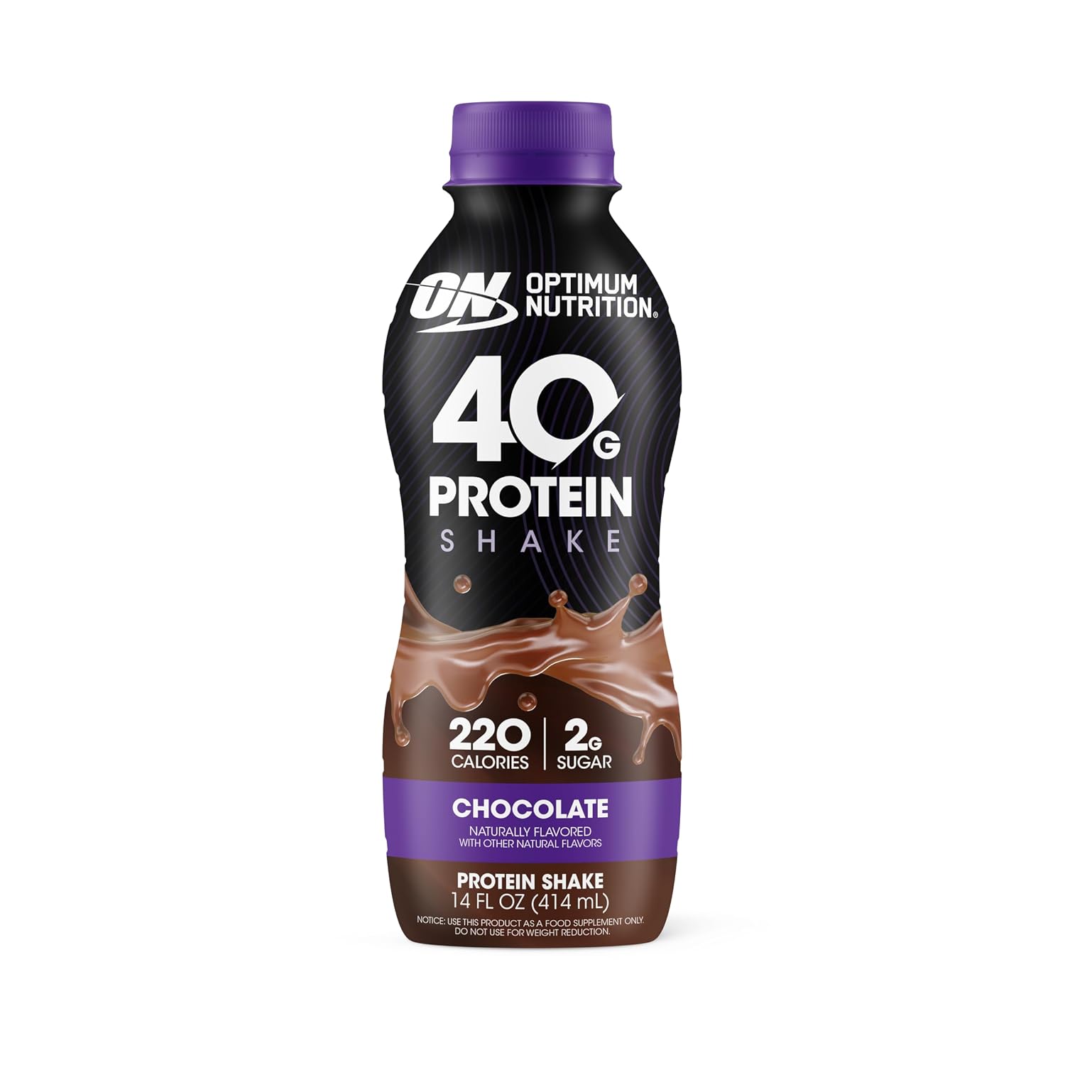 Optimum Nutrition 40g Protein Shake, Chocolate, 14 Fl Oz, 12 Ct