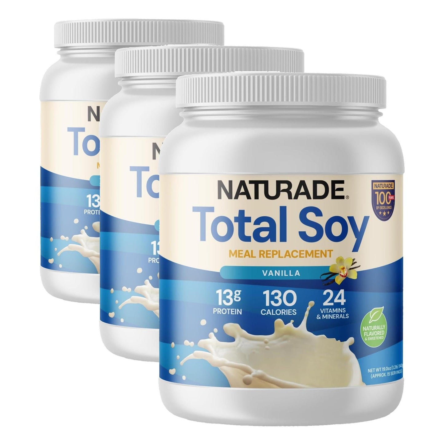 Naturade Total Soy Protein Powder | 13g Protein & 130 Calories per Servings | Meal Replacement Shake Mix | Non-GMO Soy | Lactose & Gluten Free | French Vanilla (15 Servings)