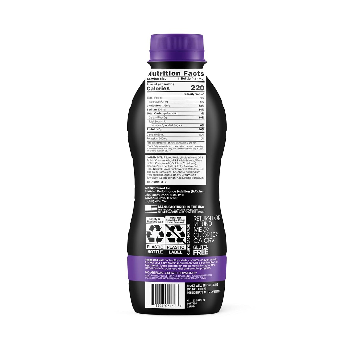 Optimum Nutrition 40g Protein Shake, Chocolate, 14 Fl Oz, 12 Ct
