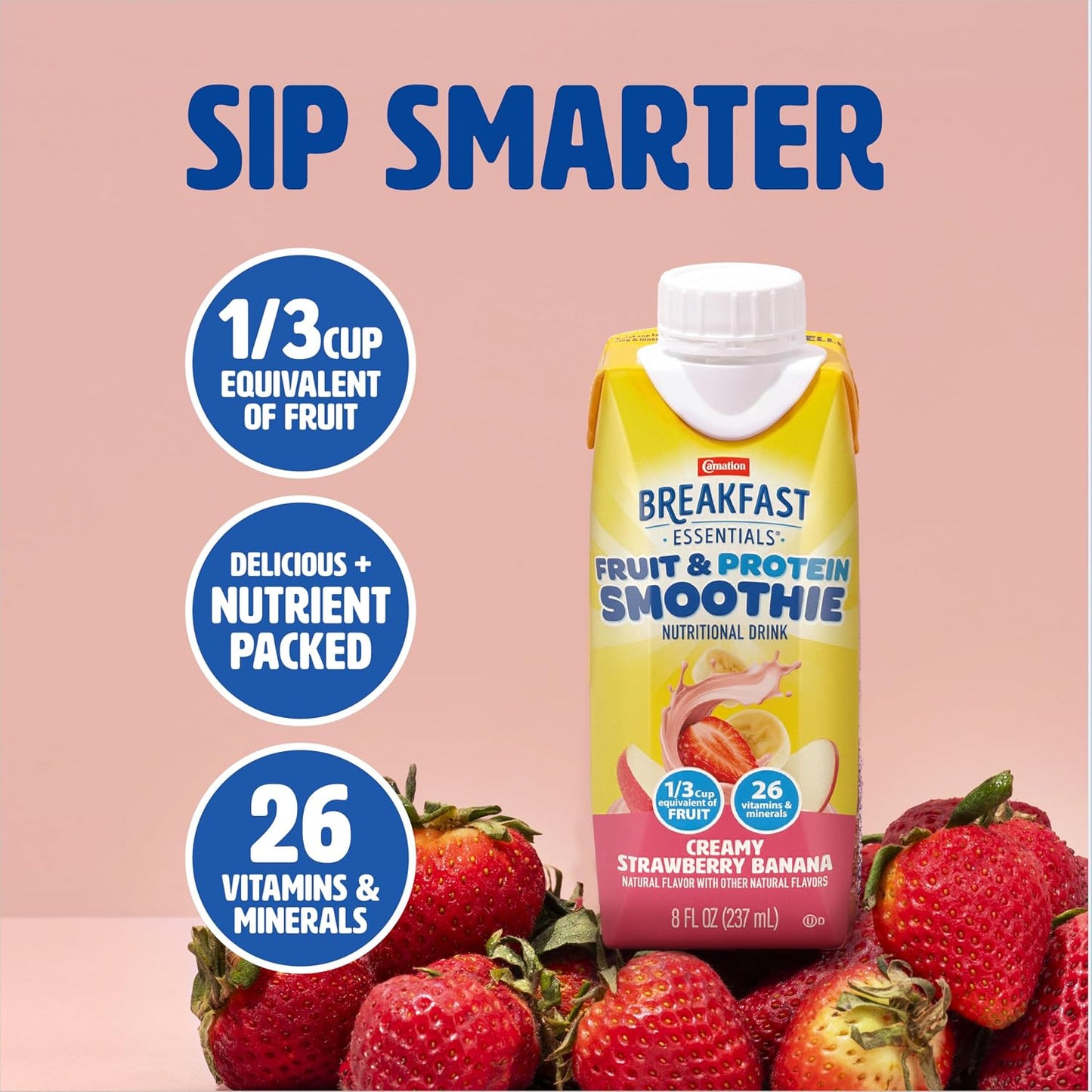 Carnation Breakfast Essentials Fruit & Protein Smoothie, Strawberry Banana