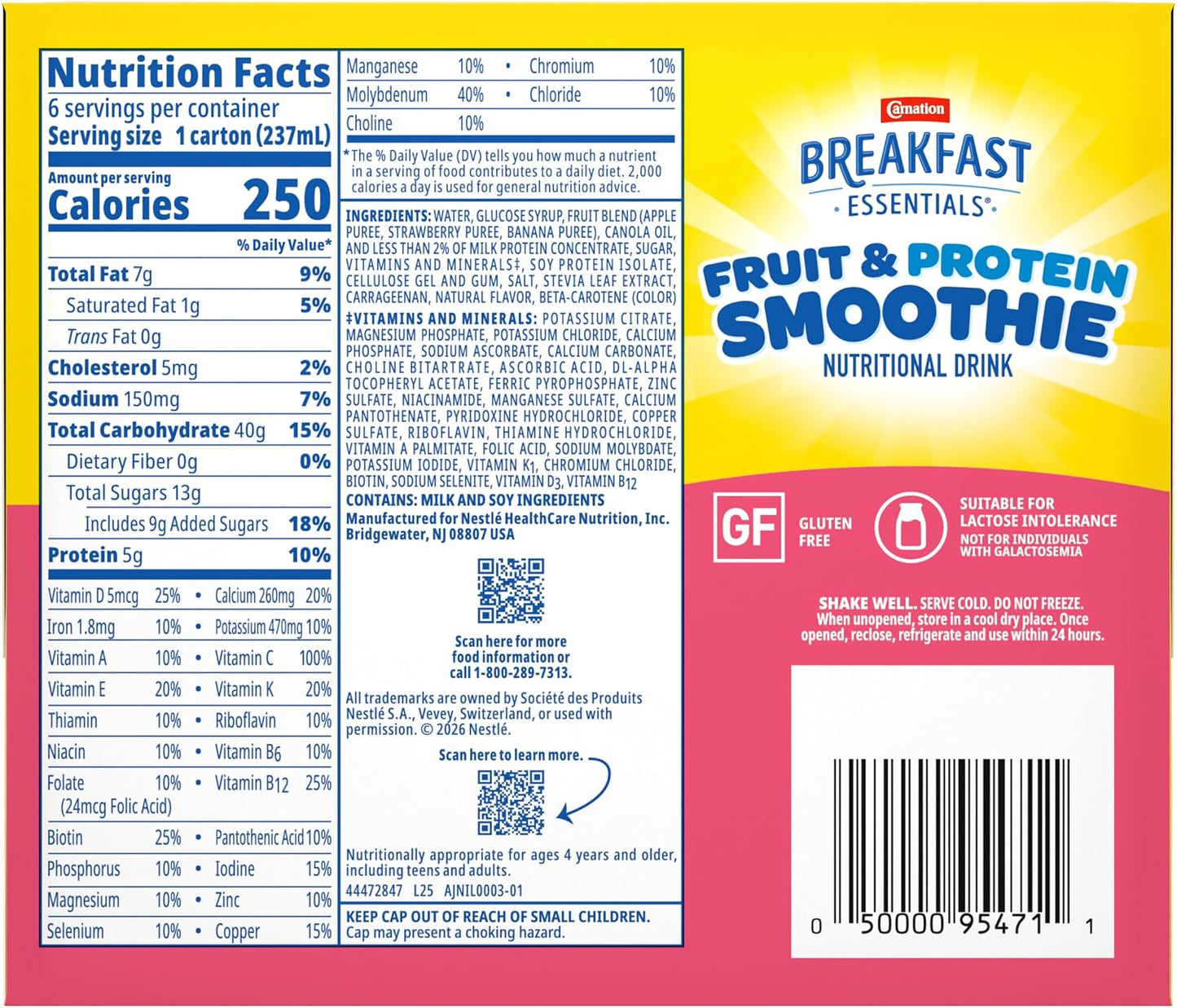 Carnation Breakfast Essentials Fruit & Protein Smoothie, Strawberry Banana