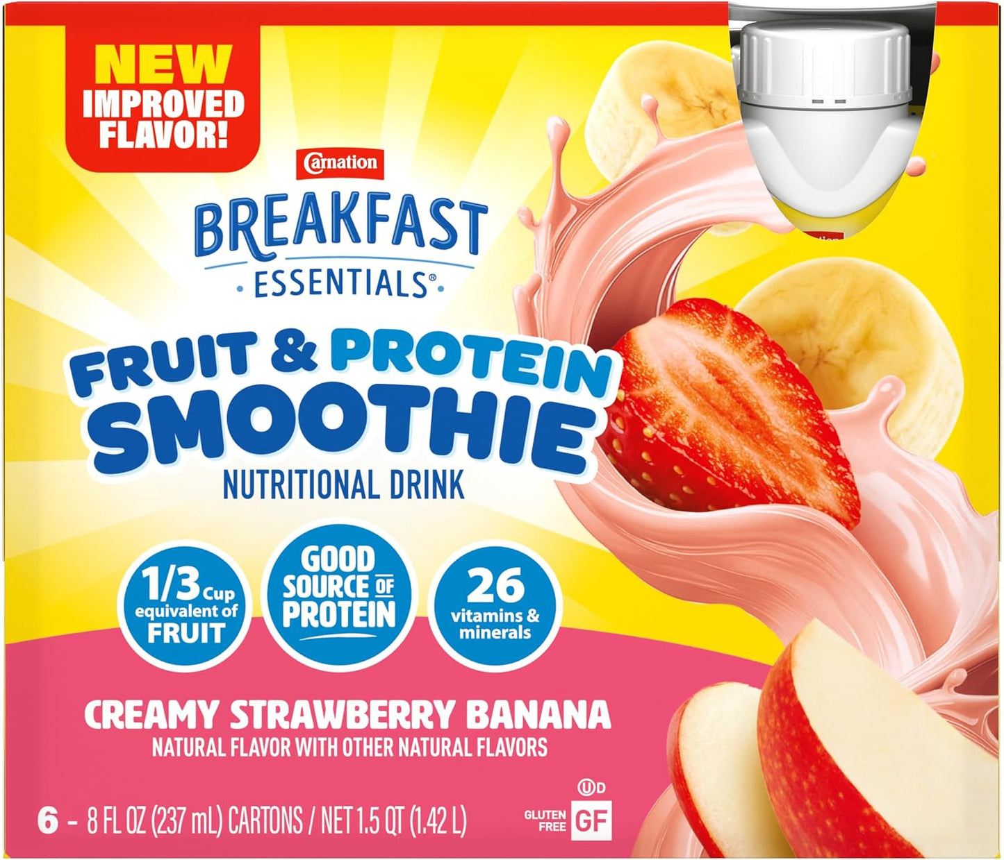 Carnation Breakfast Essentials Fruit & Protein Smoothie, Strawberry Banana
