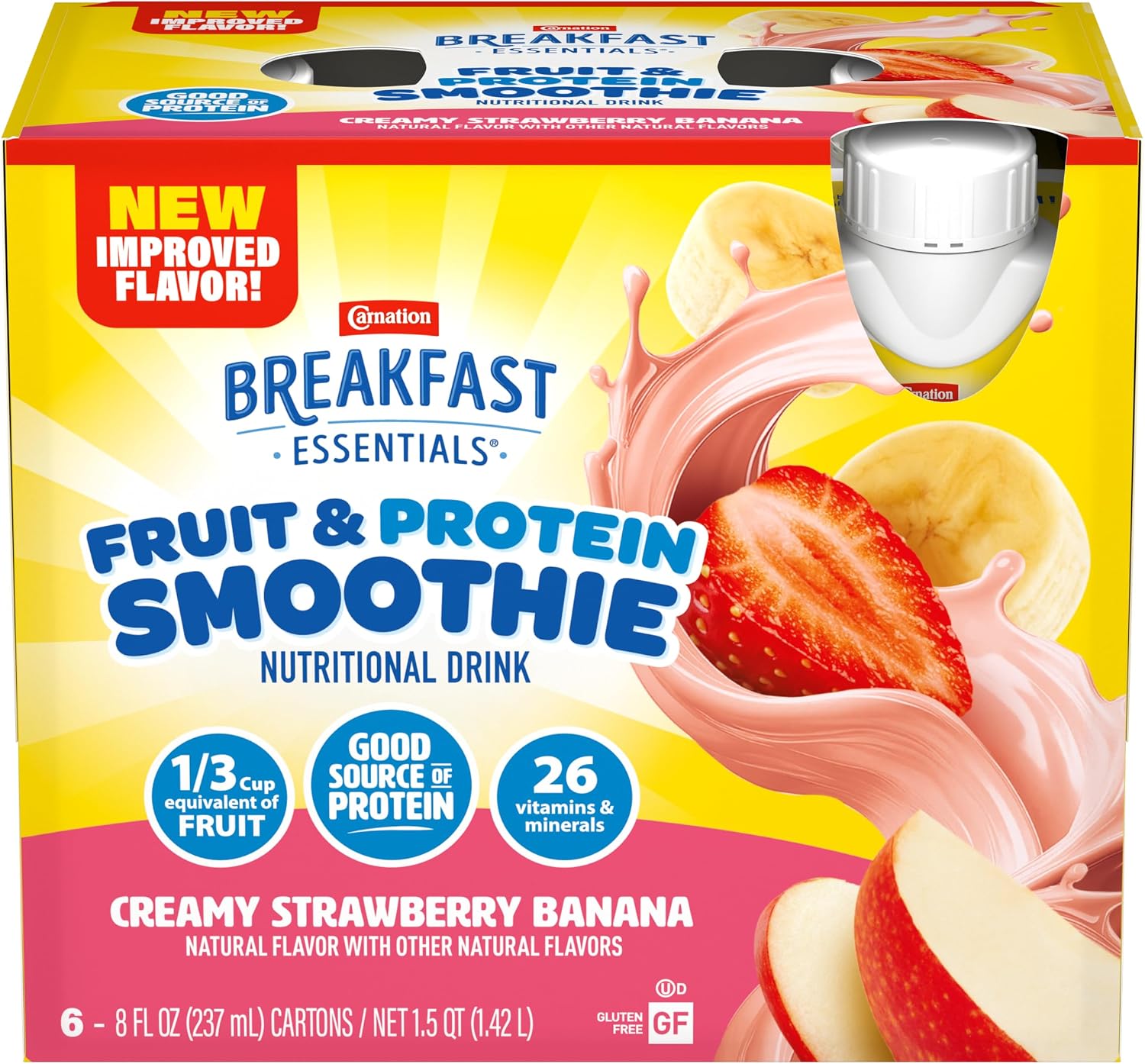 Carnation Breakfast Essentials Fruit & Protein Smoothie, Strawberry Banana
