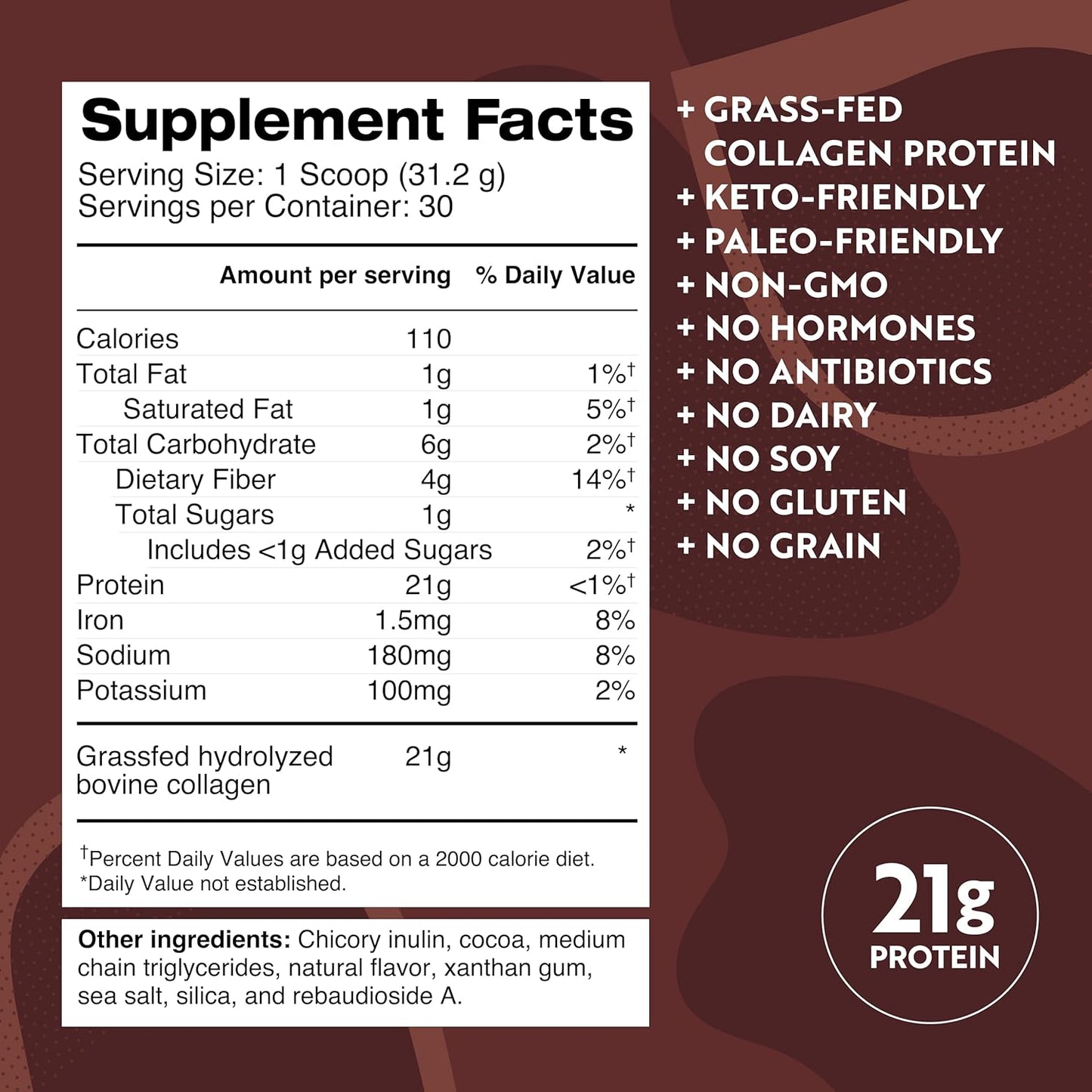 Dr. Kellyann Keto Bone Broth Protein Powder Chocolate - Protein 21g, Grass Fed Hydrolyzed Collagen - Gluten and Dairy Free, Paleo, Keto Protein Shakes (30 Servings)