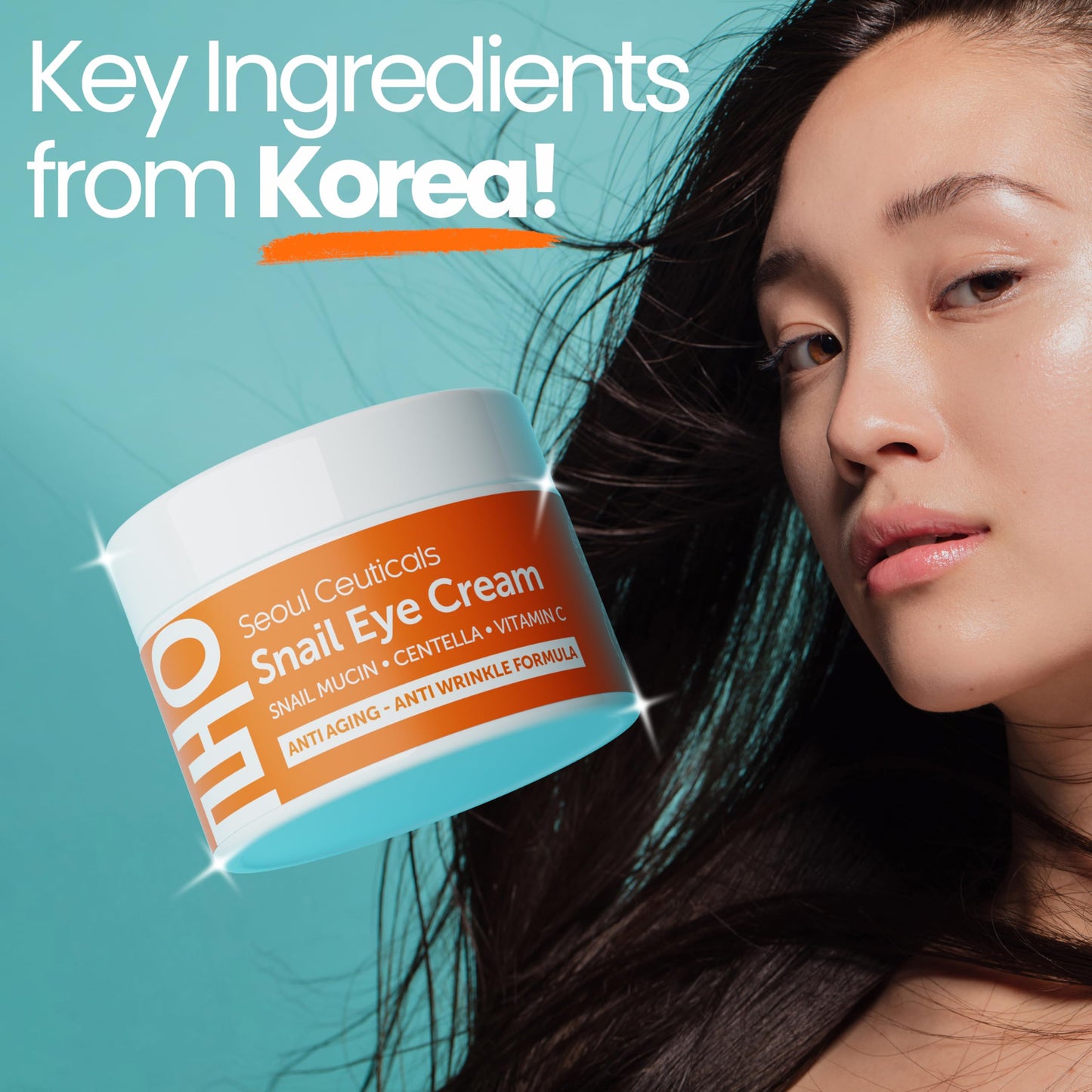 SeoulCeuticals Korean Snail Mucin Eye Cream - 97.5% Snail Filtrate K Beauty Anti Aging Under Eye Anti Wrinkle Eye Treatment Cream 0.5oz (Pack of 2)